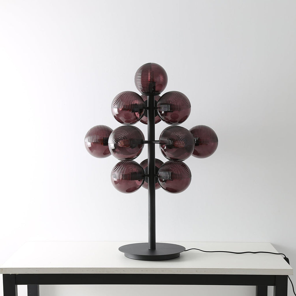 Lampe de table en métal et en verre – design élégant avec un abat-jour en forme de grappe de raisin