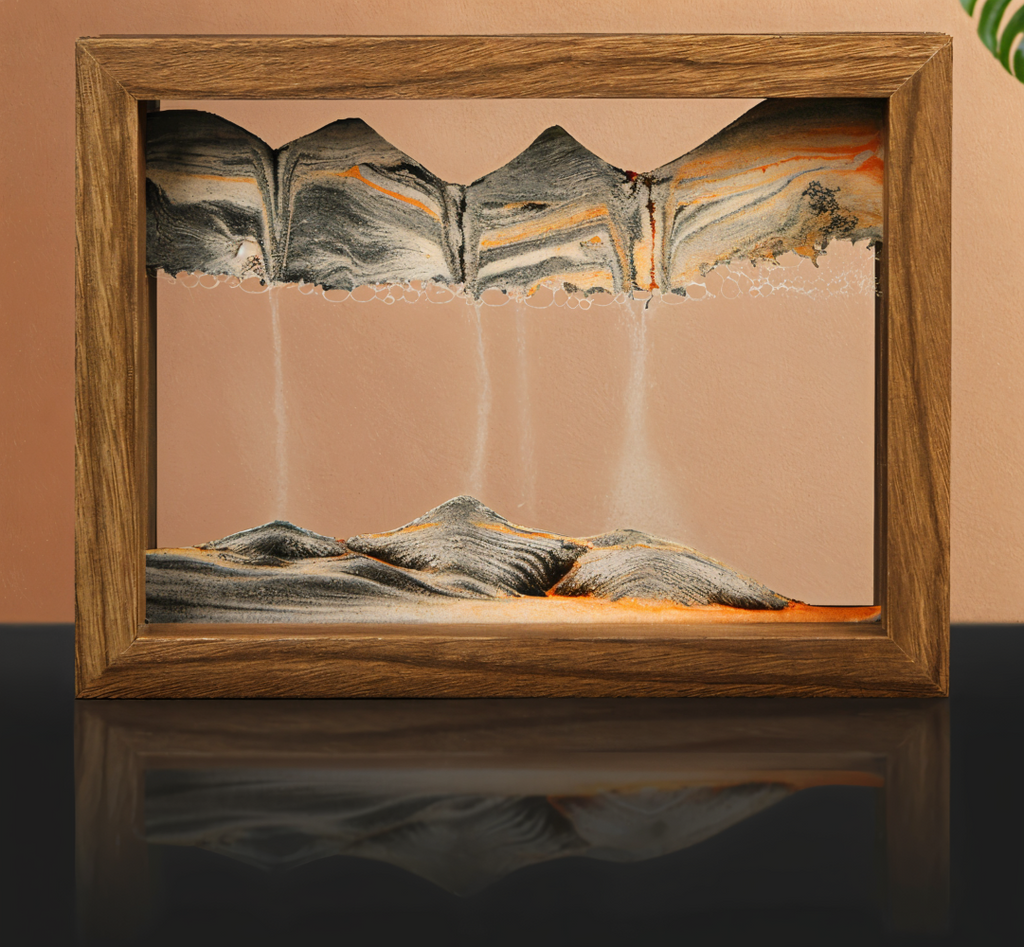 DynaFlow Art de Sable - Peintures de Sable Rotatives à 360° - Paysage de Sable Rectangulaire