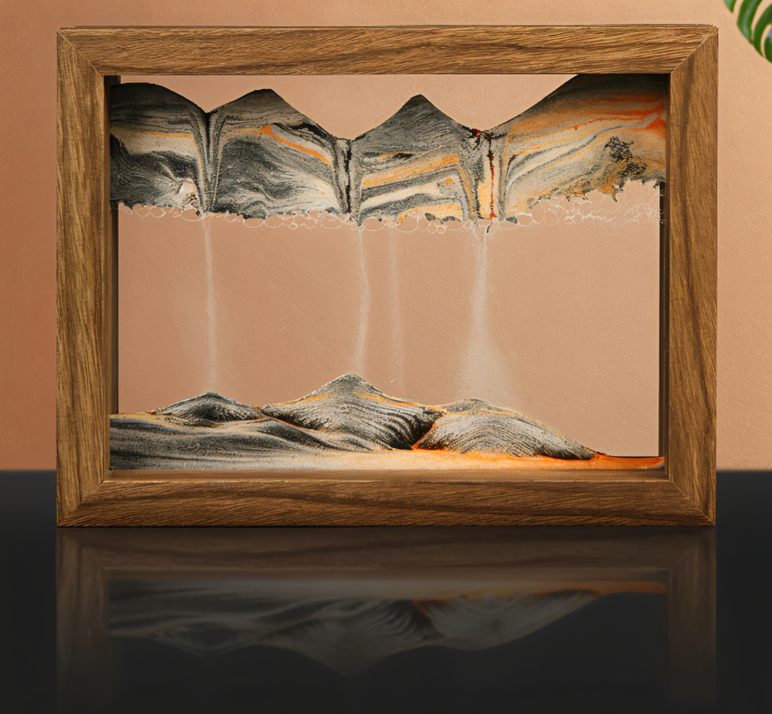 DynaFlow Art de Sable - Peintures de Sable Rotatives à 360° - Paysage de Sable Rectangulaire