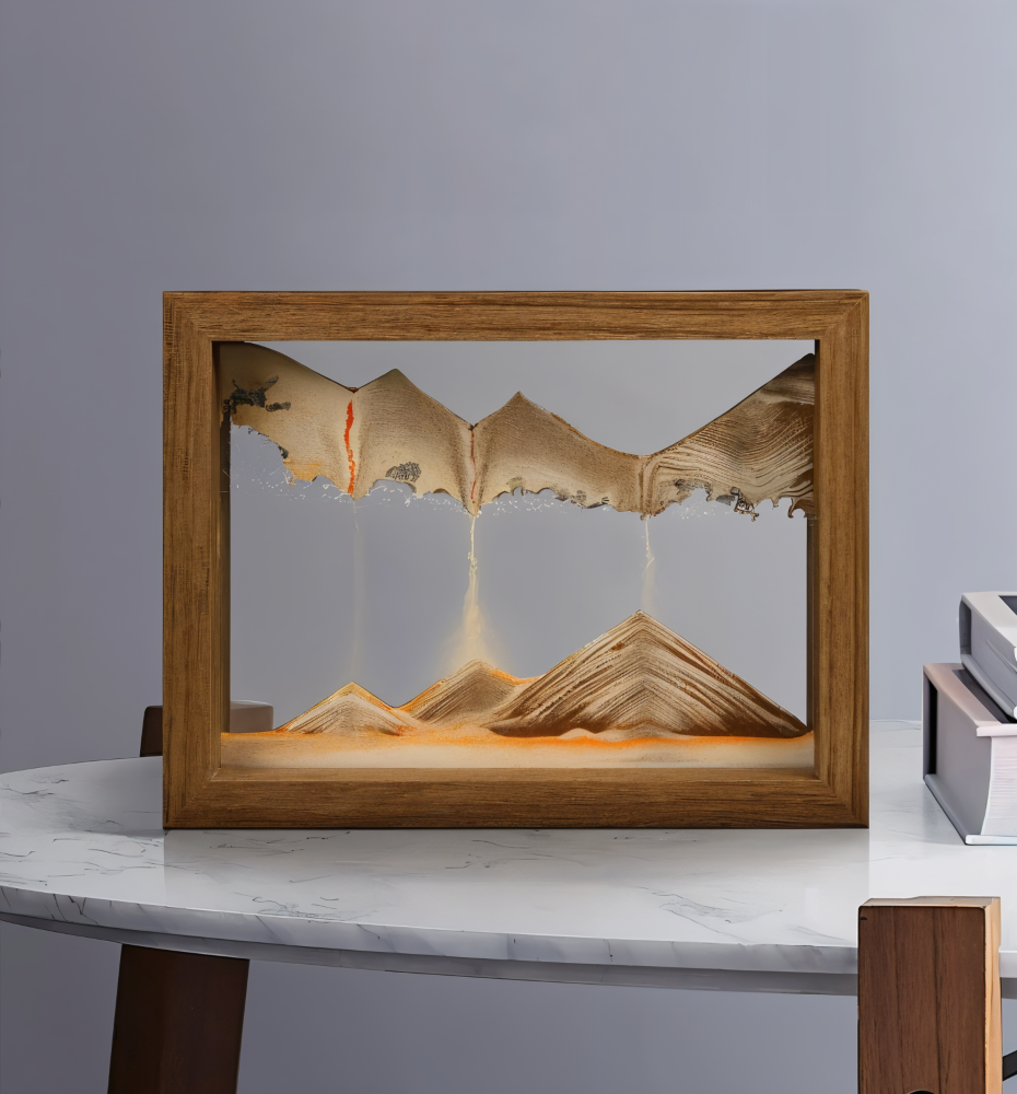 DynaFlow Art de Sable - Peintures de Sable Rotatives à 360° - Paysage de Sable Rectangulaire