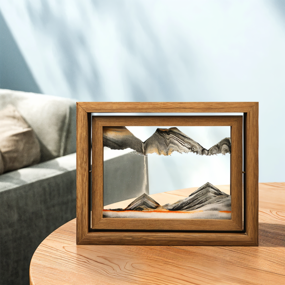 DynaFlow Art de Sable - Peintures de Sable Rotatives à 360° - Paysage de Sable Rectangulaire