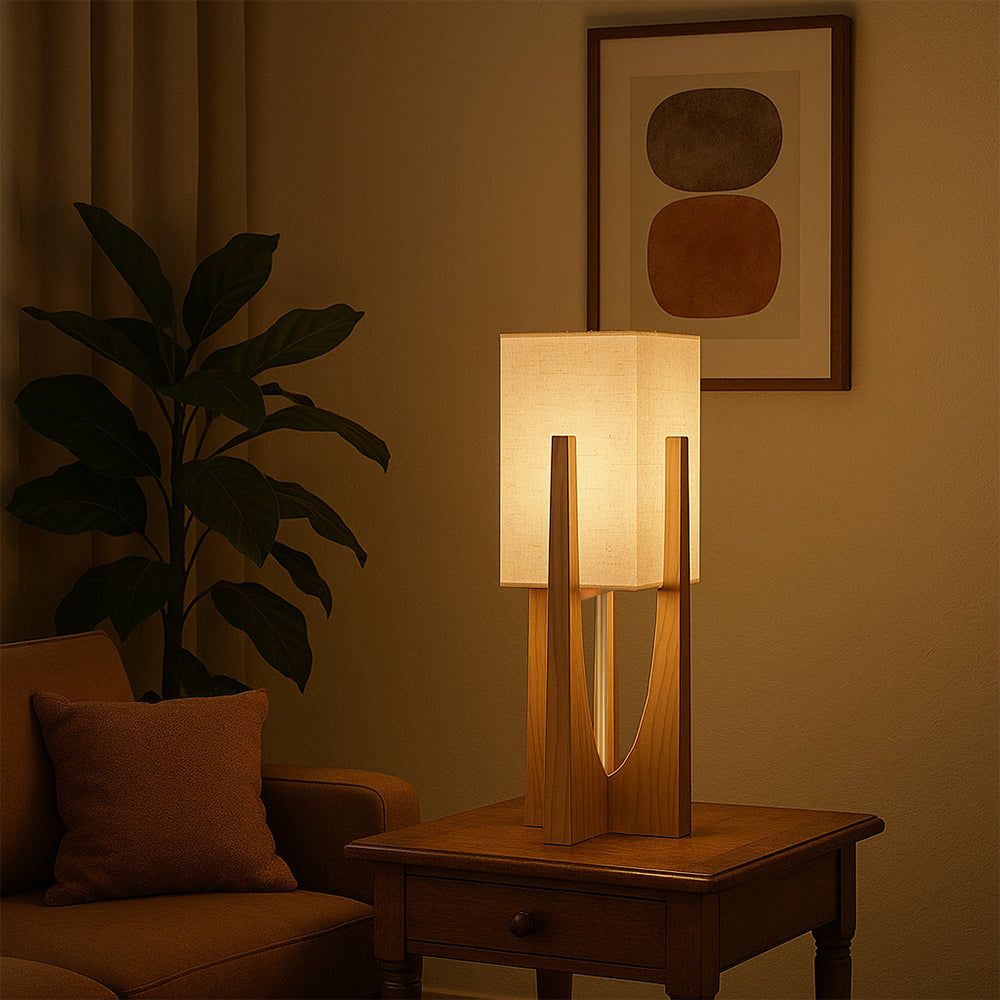 Lampe sur pied au design japonais en bois