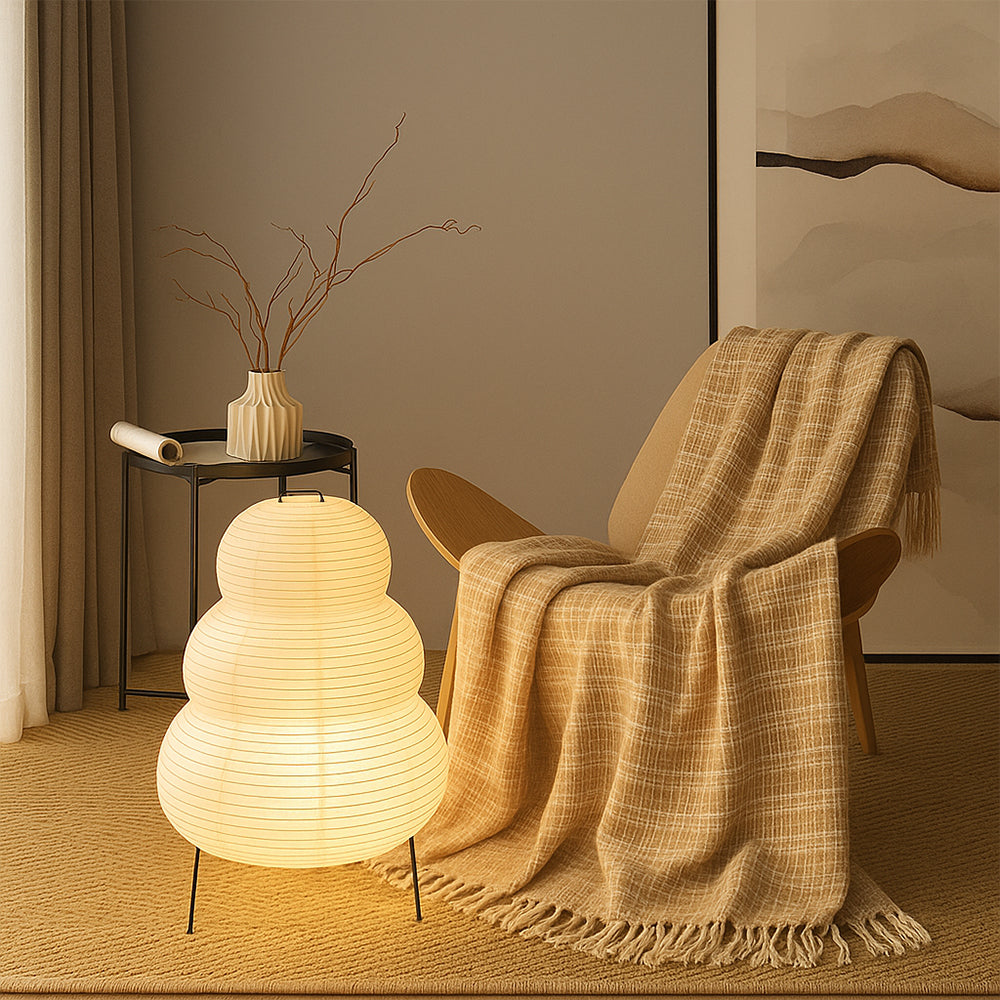 Lampe sur pied moderne en papier de riz