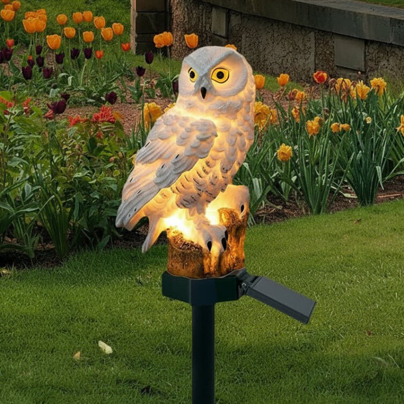 OWLORA – Lampe de Jardin Solaire Décorative en Forme de Hibou, Design Résistant aux Intempéries
