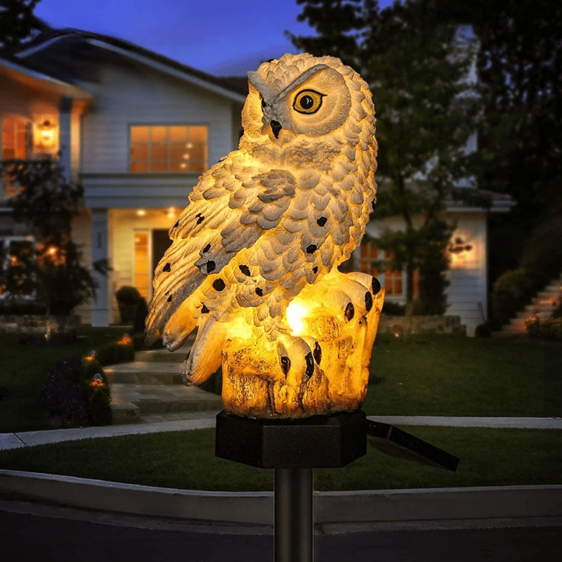 OWLORA – Lampe de Jardin Solaire Décorative en Forme de Hibou, Design Résistant aux Intempéries