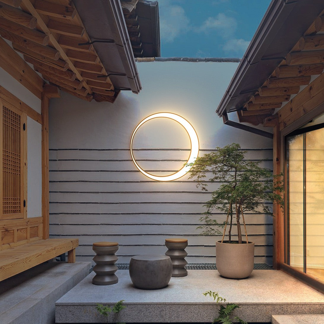 Lampe murale extérieure en forme de cercle