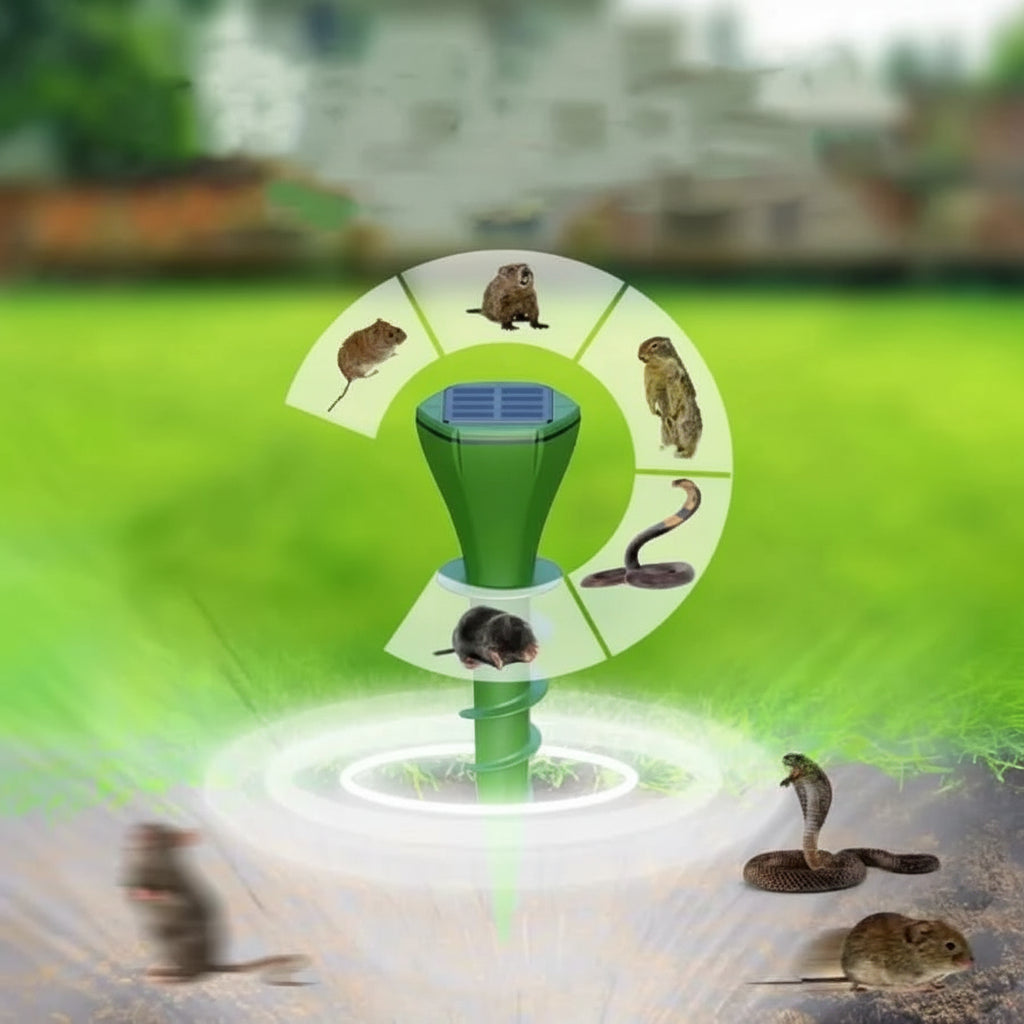 SUNSENSE - Répulsif à taupes solaire avec vibration, résistant aux intempéries, fonctionnement silencieux