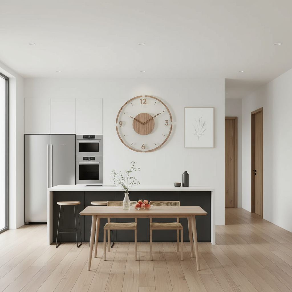Horloge en bois avec de grands chiffres – design silencieux de style scandinave