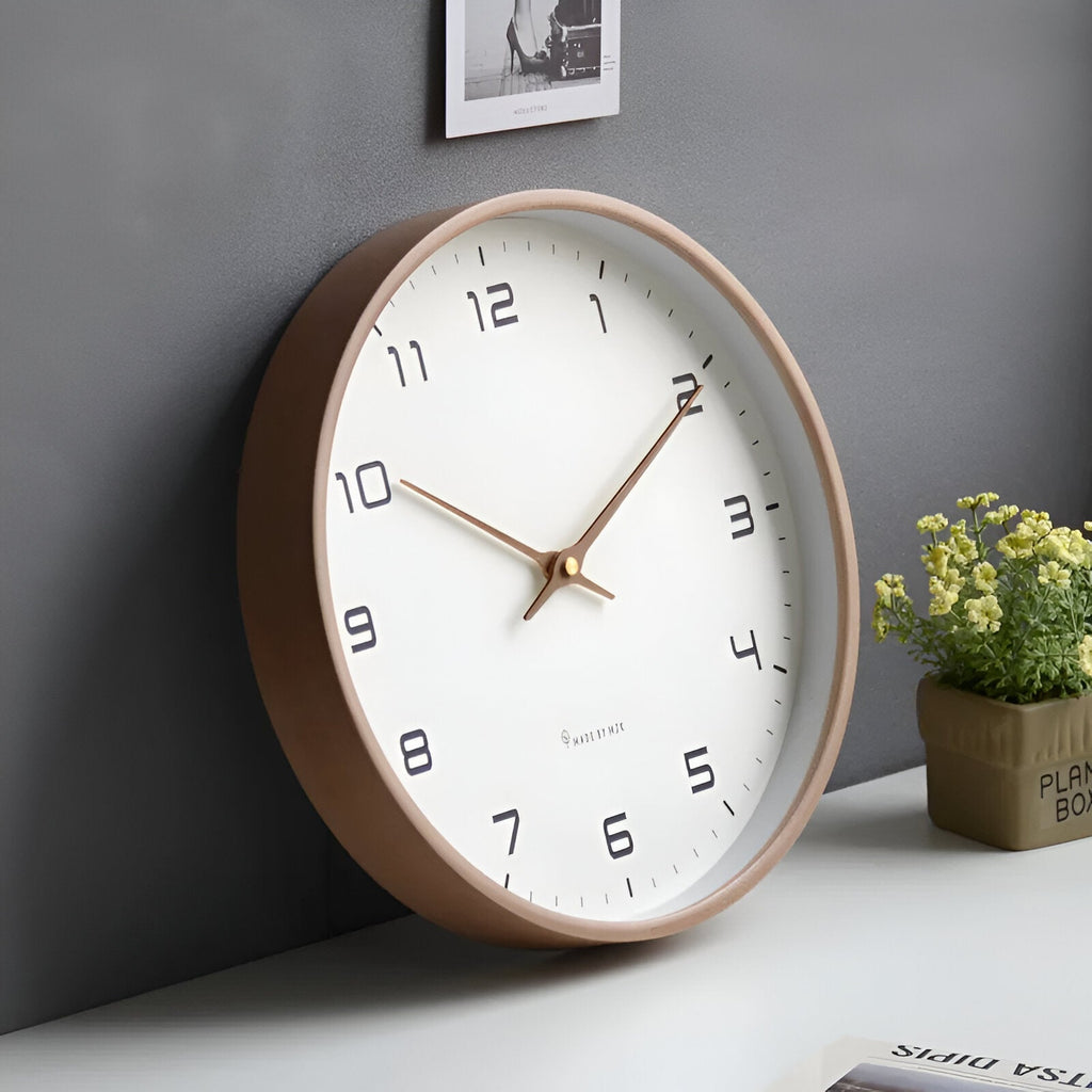 TimberQuartz – Horloge Murale Ronde Nordique en Bois Naturel