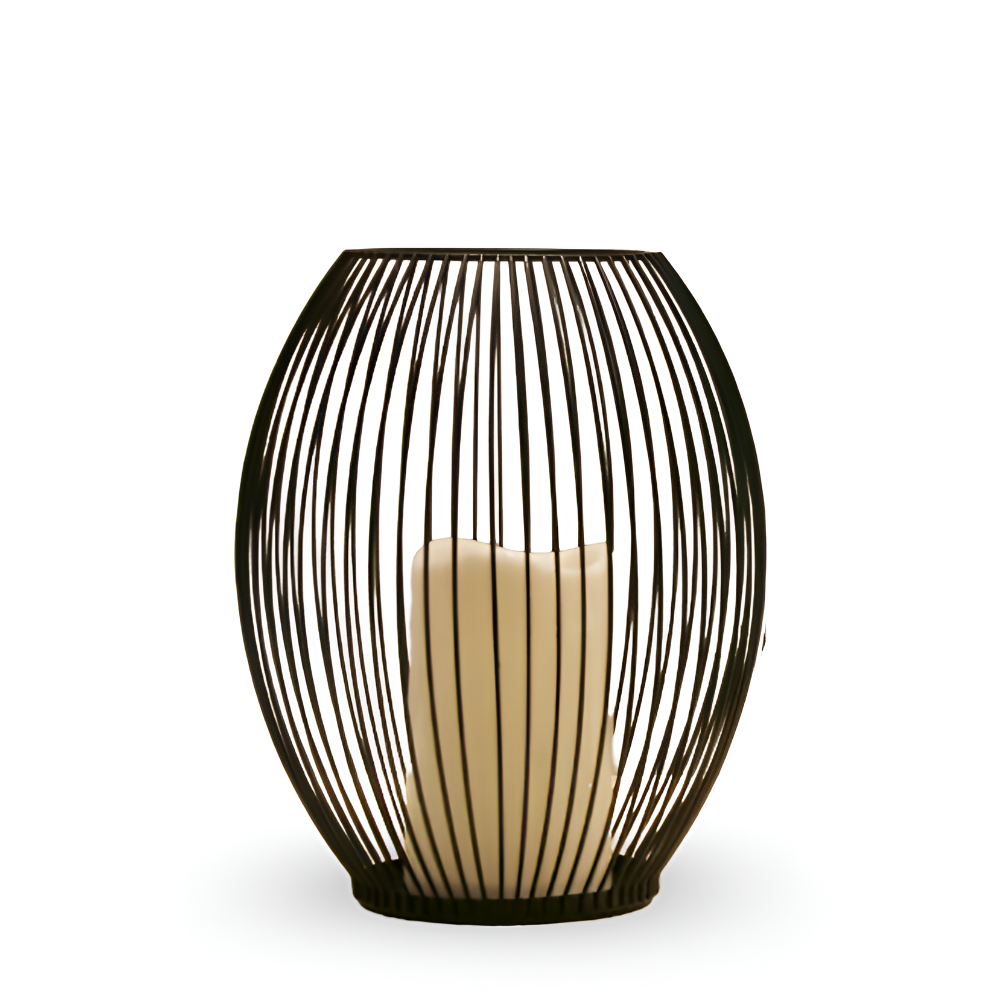 Élégante Lanterne Métallique Noire - Support à Bougie pour Décoration