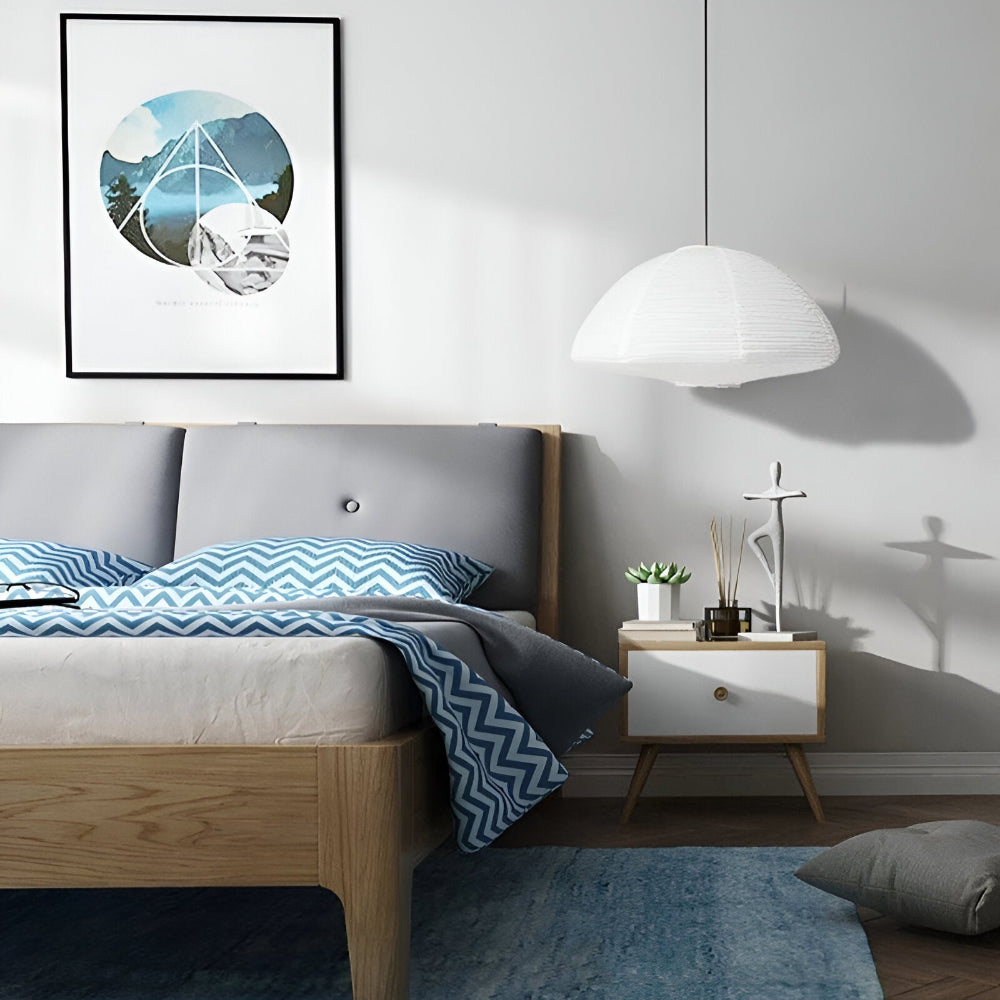 Lampe suspendue moderne en métal et papier de riz pour table à manger