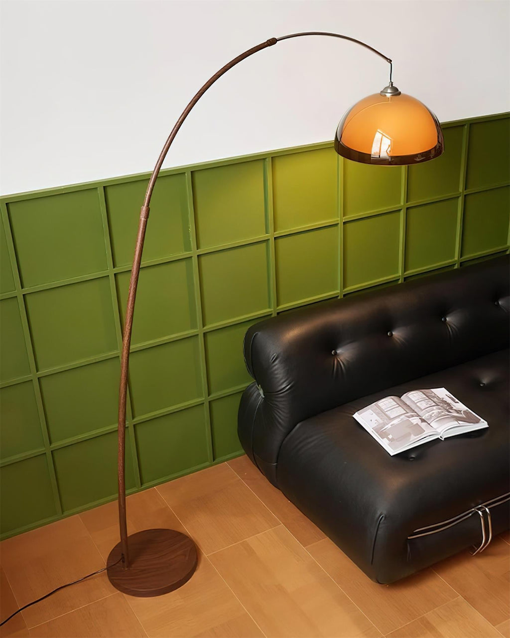 Lampadaire Ventoro Arc - Lampadaire moderne avec abat-jour en dôme chaud pour le salon