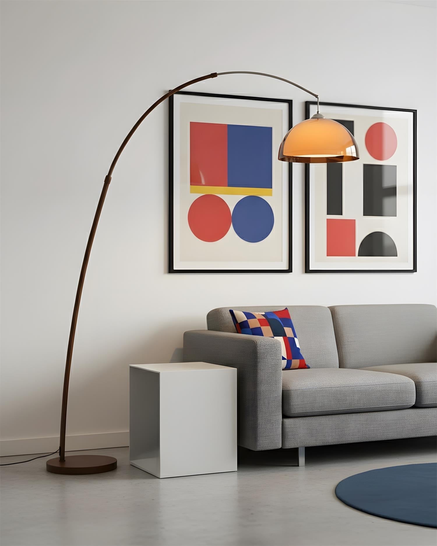 Lampadaire Ventoro Arc - Lampadaire moderne avec abat-jour en dôme chaud pour le salon