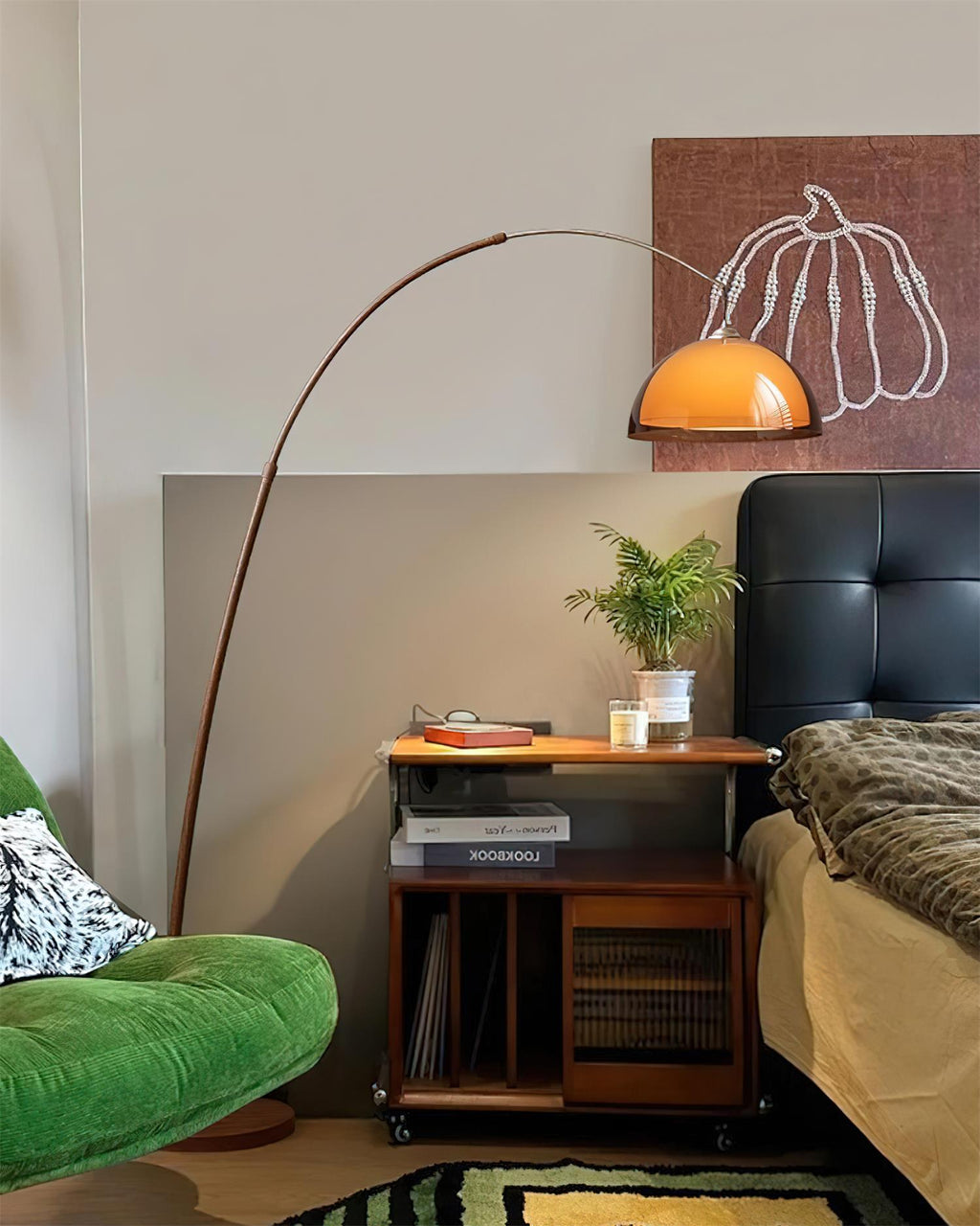 Lampadaire Ventoro Arc - Lampadaire moderne avec abat-jour en dôme chaud pour le salon