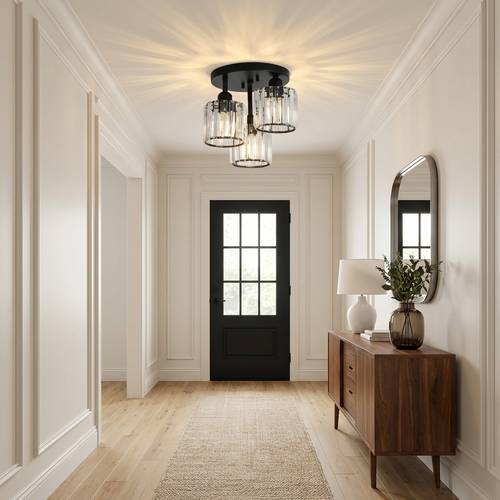 Élégante lumière de plafond semi-encastrée en cristal pour chambre et salon