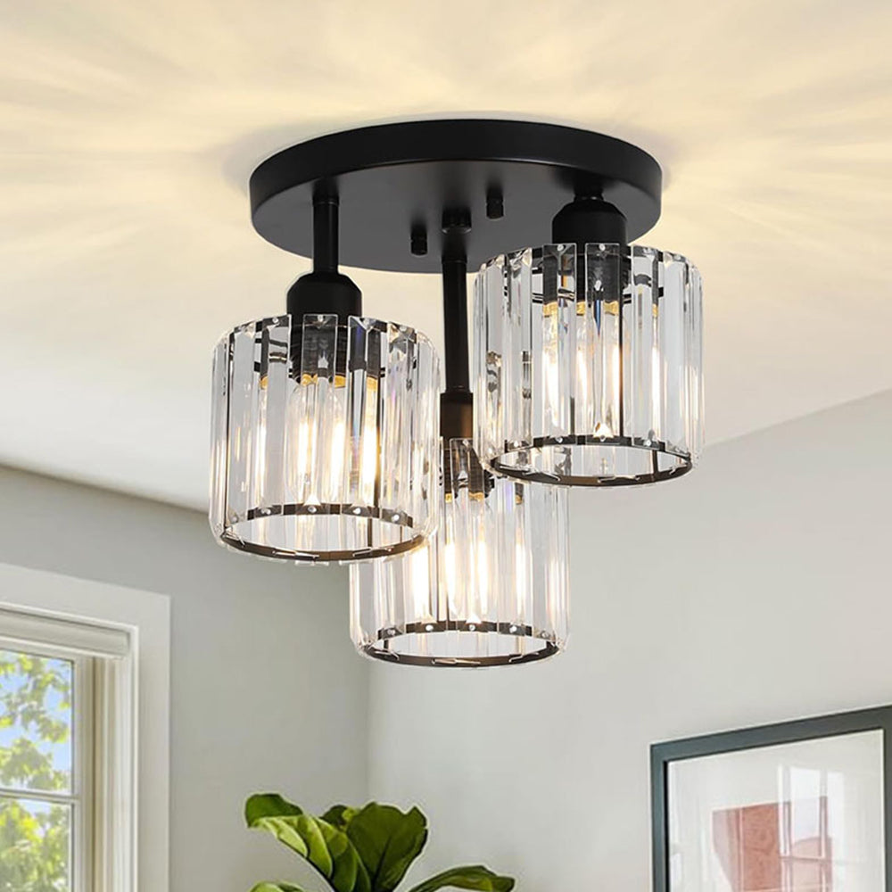Élégante lumière de plafond semi-encastrée en cristal pour chambre et salon
