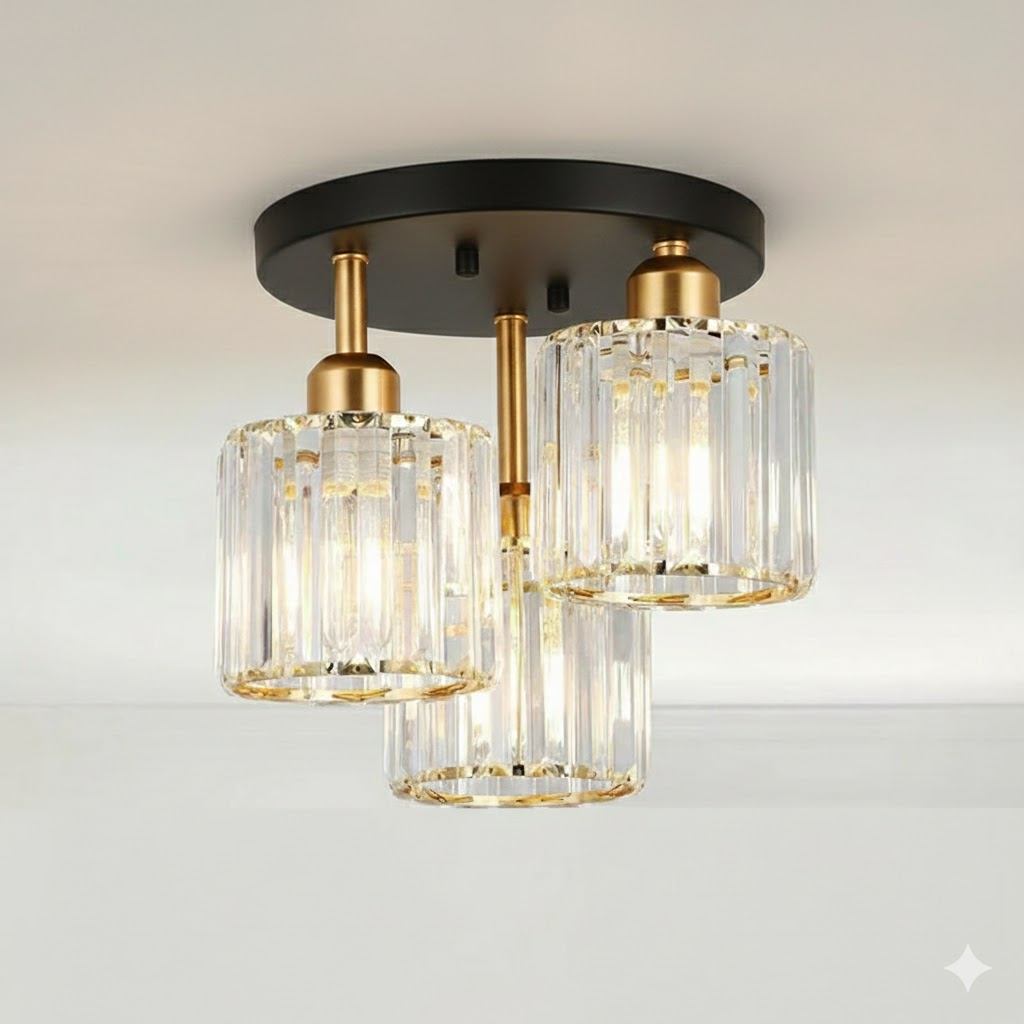 Élégante lumière de plafond semi-encastrée en cristal pour chambre et salon