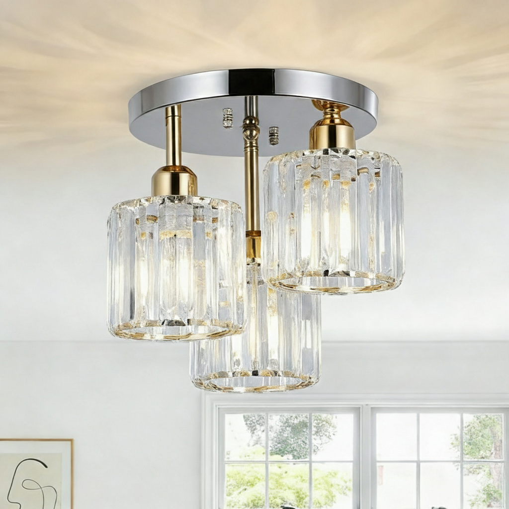 Élégante lumière de plafond semi-encastrée en cristal pour chambre et salon