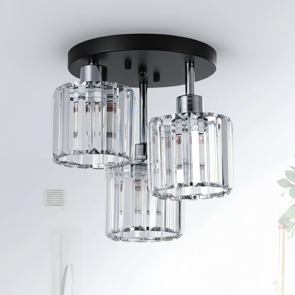 Élégante lumière de plafond semi-encastrée en cristal pour chambre et salon