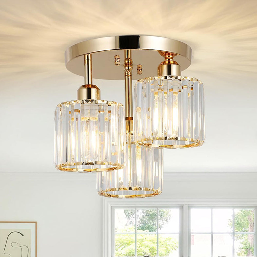 Élégante lumière de plafond semi-encastrée en cristal pour chambre et salon