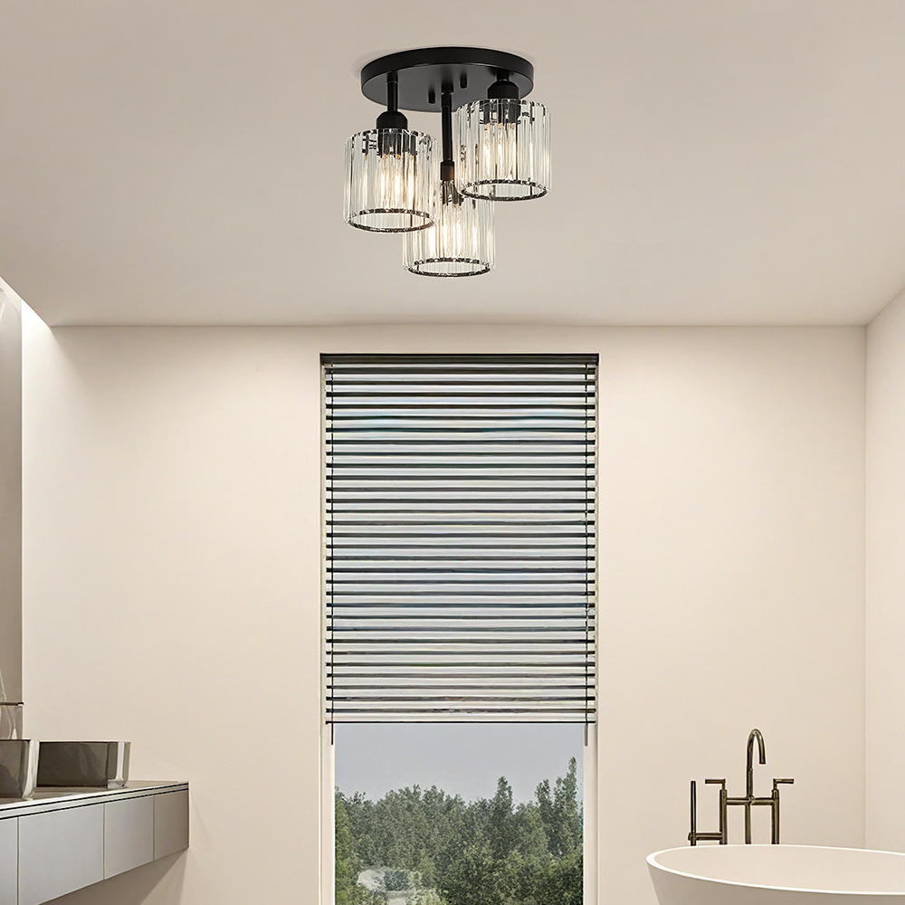Élégante lumière de plafond semi-encastrée en cristal pour chambre et salon