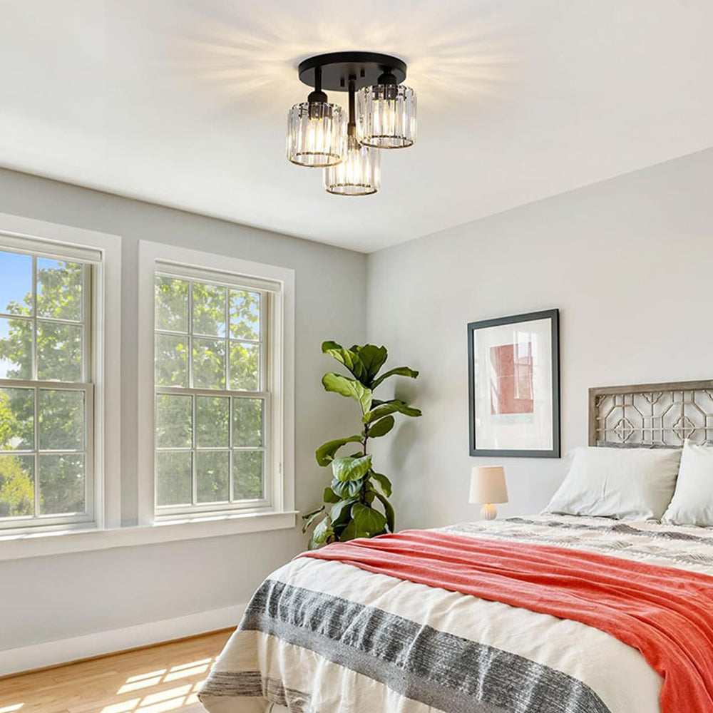 Élégante lumière de plafond semi-encastrée en cristal pour chambre et salon