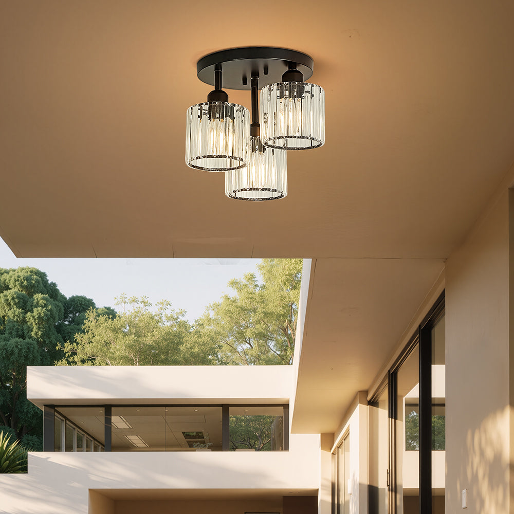 Élégante lumière de plafond semi-encastrée en cristal pour chambre et salon