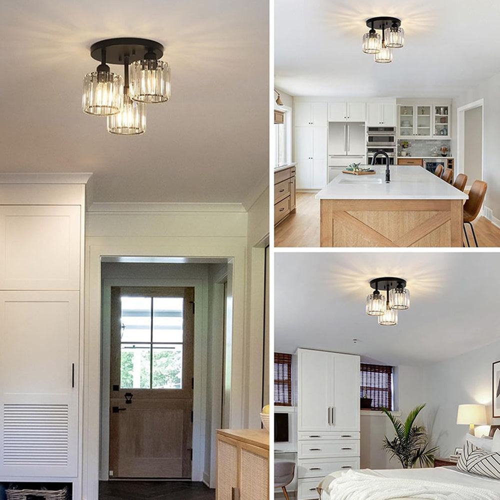 Élégante lumière de plafond semi-encastrée en cristal pour chambre et salon