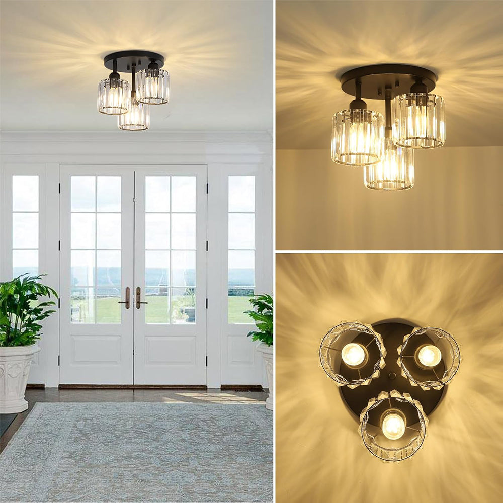 Élégante lumière de plafond semi-encastrée en cristal pour chambre et salon