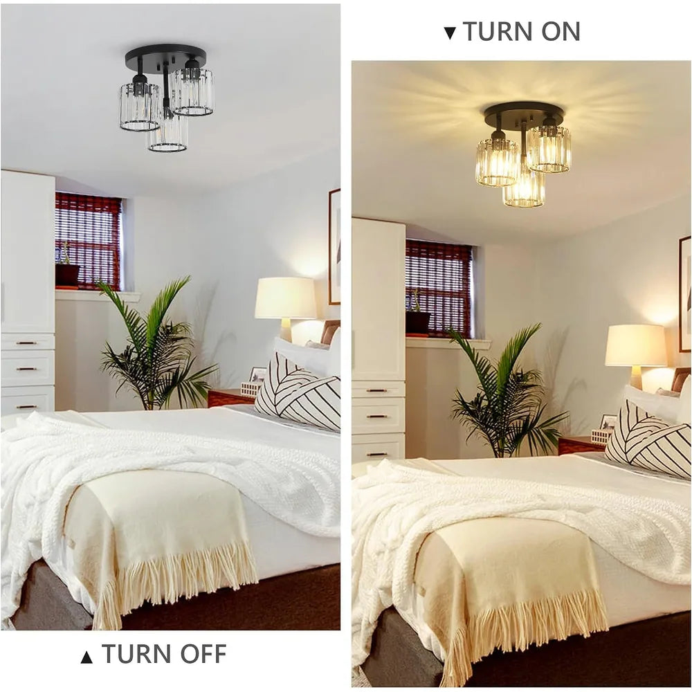 Élégante lumière de plafond semi-encastrée en cristal pour chambre et salon