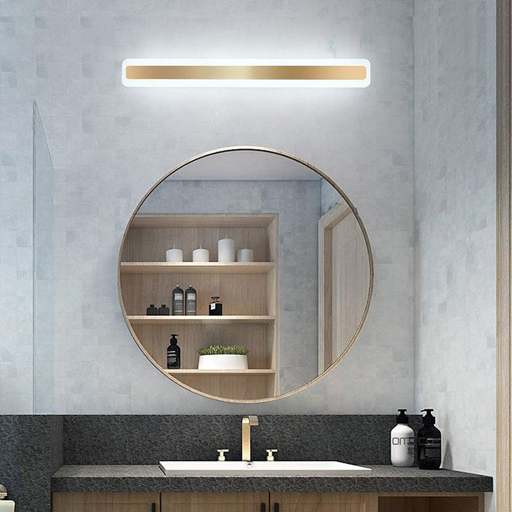 Applique Murale Miroir de Salle de Bain Élégante avec Longue Lumière de Miroir en Métal