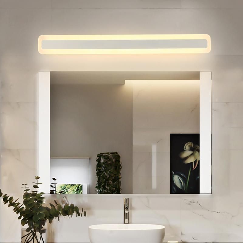 Applique Murale Miroir de Salle de Bain Élégante avec Longue Lumière de Miroir en Métal
