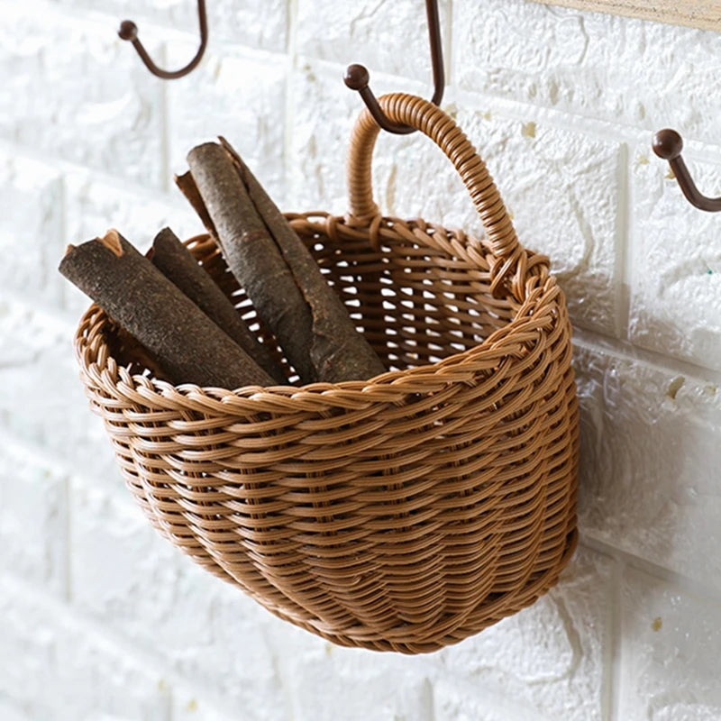 Panier Mural Tissé Élégant - Matériau PP de Haute Qualité pour Fleurs et Fruits, Taille S
