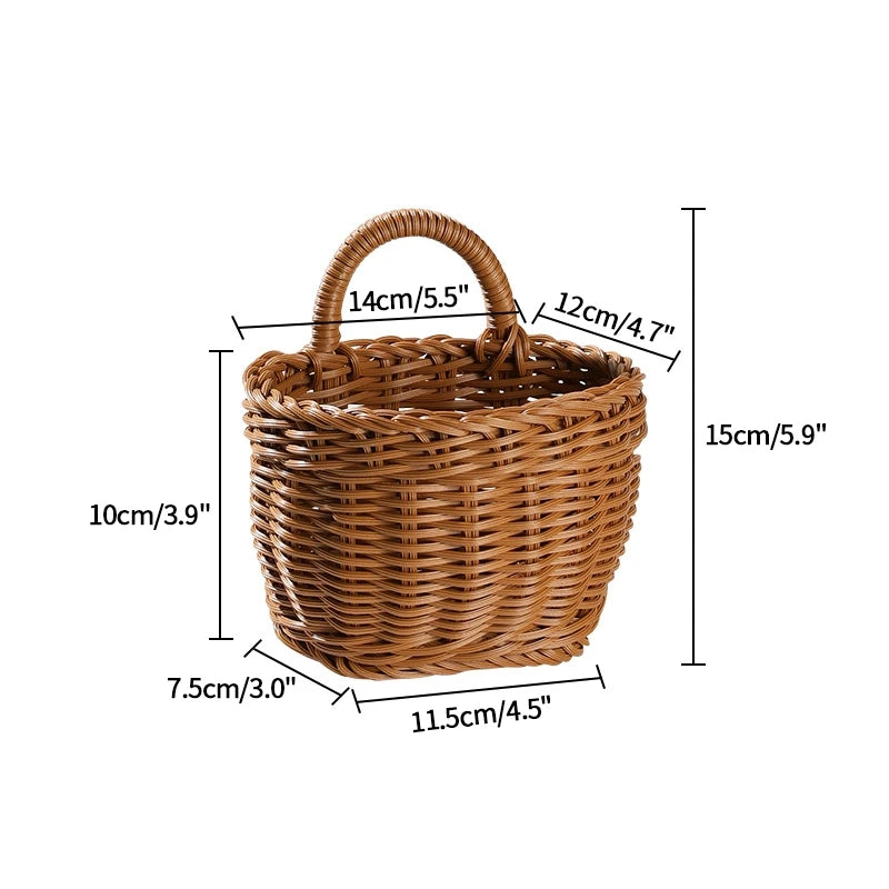 Panier Mural Tissé Élégant - Matériau PP de Haute Qualité pour Fleurs et Fruits, Taille S