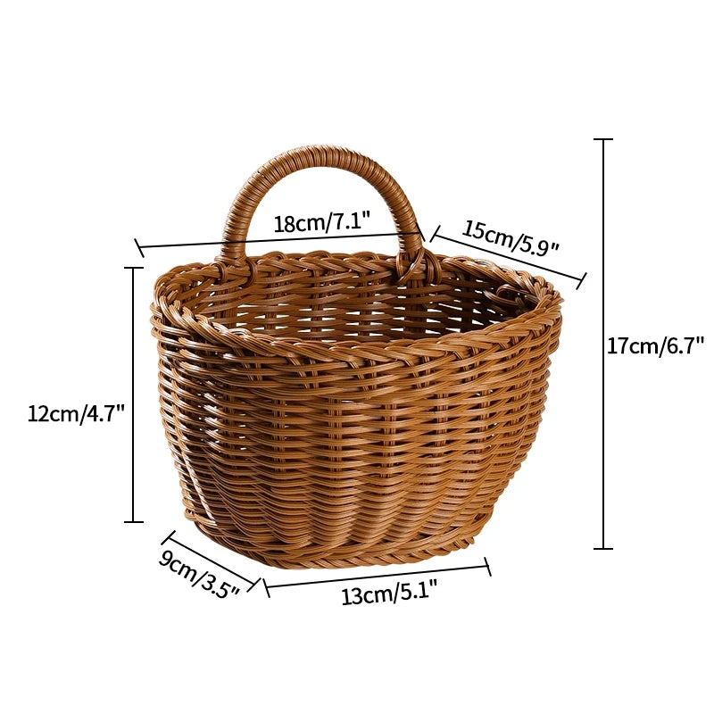 Panier Mural Tissé Élégant - Matériau PP de Haute Qualité pour Fleurs et Fruits, Taille S