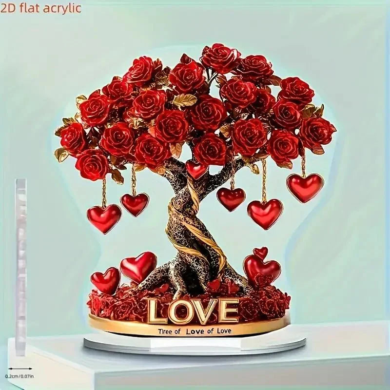NOBLEHEART GEM – Élégant arbre de roses en cristal en forme de cœur avec base dorée