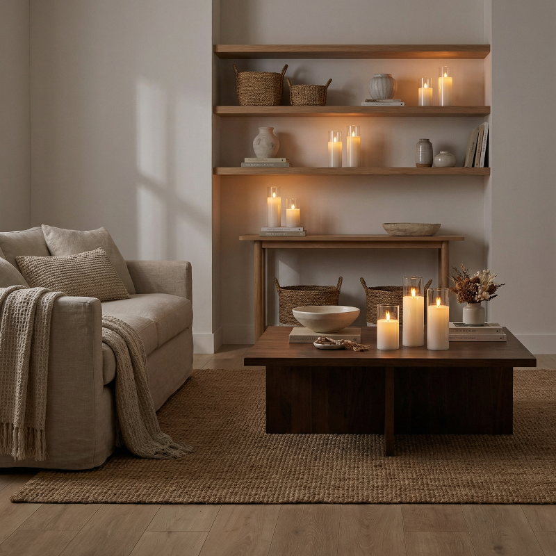 FLORAHOME – Ensemble de 5 bougies pilier LED ivoire élégantes, sûres et fonctionnant sur batterie