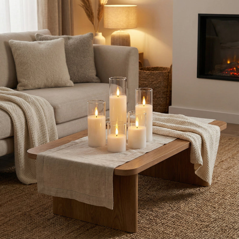 FLORAHOME – Ensemble de 5 bougies pilier LED ivoire élégantes, sûres et fonctionnant sur batterie