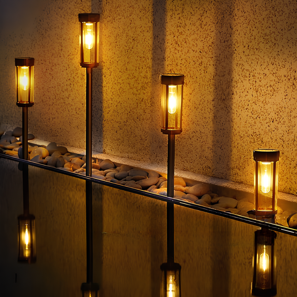 Éclairages de Cheminée de Jardin Solaire Élégants - Lampes à Piquet LED pour Éclairage de Chemin