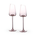 Ensemble élégant de 2 verres à vin en cristal rose - soufflés à la bouche avec un design créatif pour les occasions festives