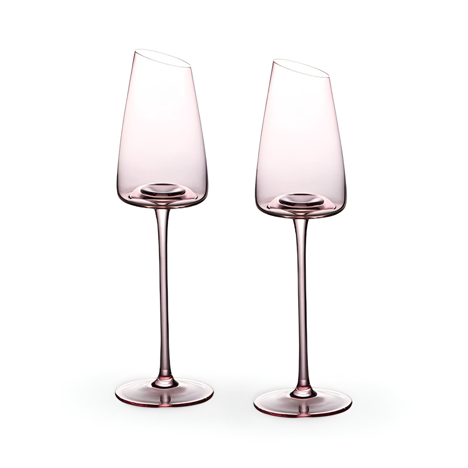 Ensemble élégant de 2 verres à vin en cristal rose - soufflés à la bouche avec un design créatif pour les occasions festives
