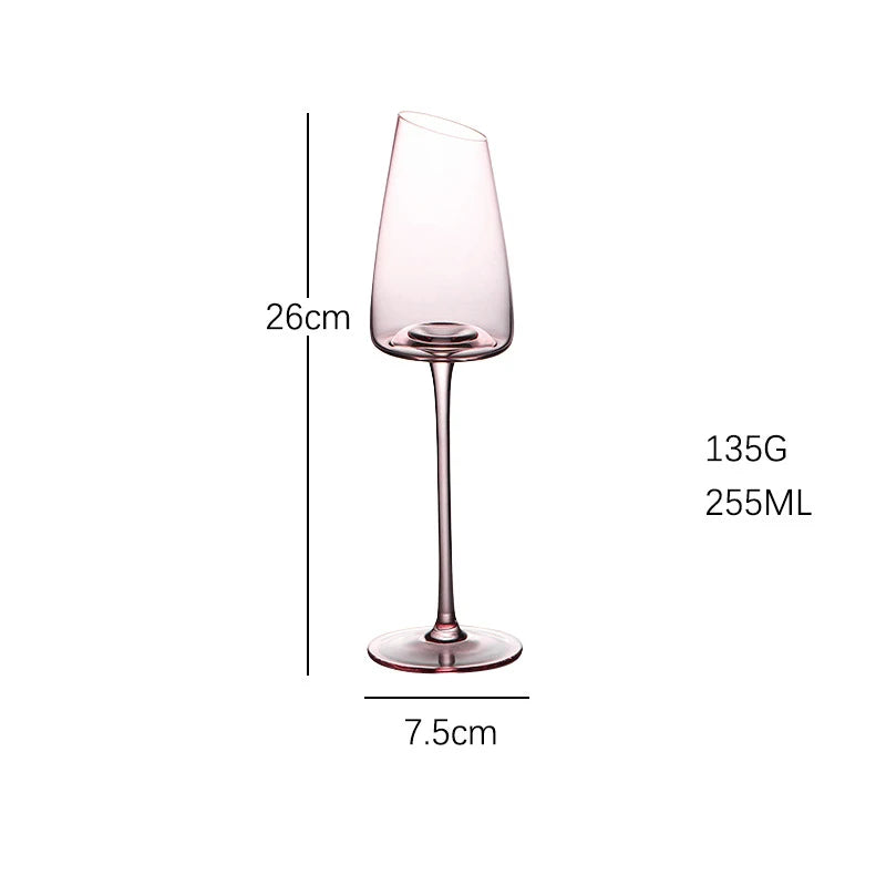Ensemble élégant de 2 verres à vin en cristal rose - soufflés à la bouche avec un design créatif pour les occasions festives