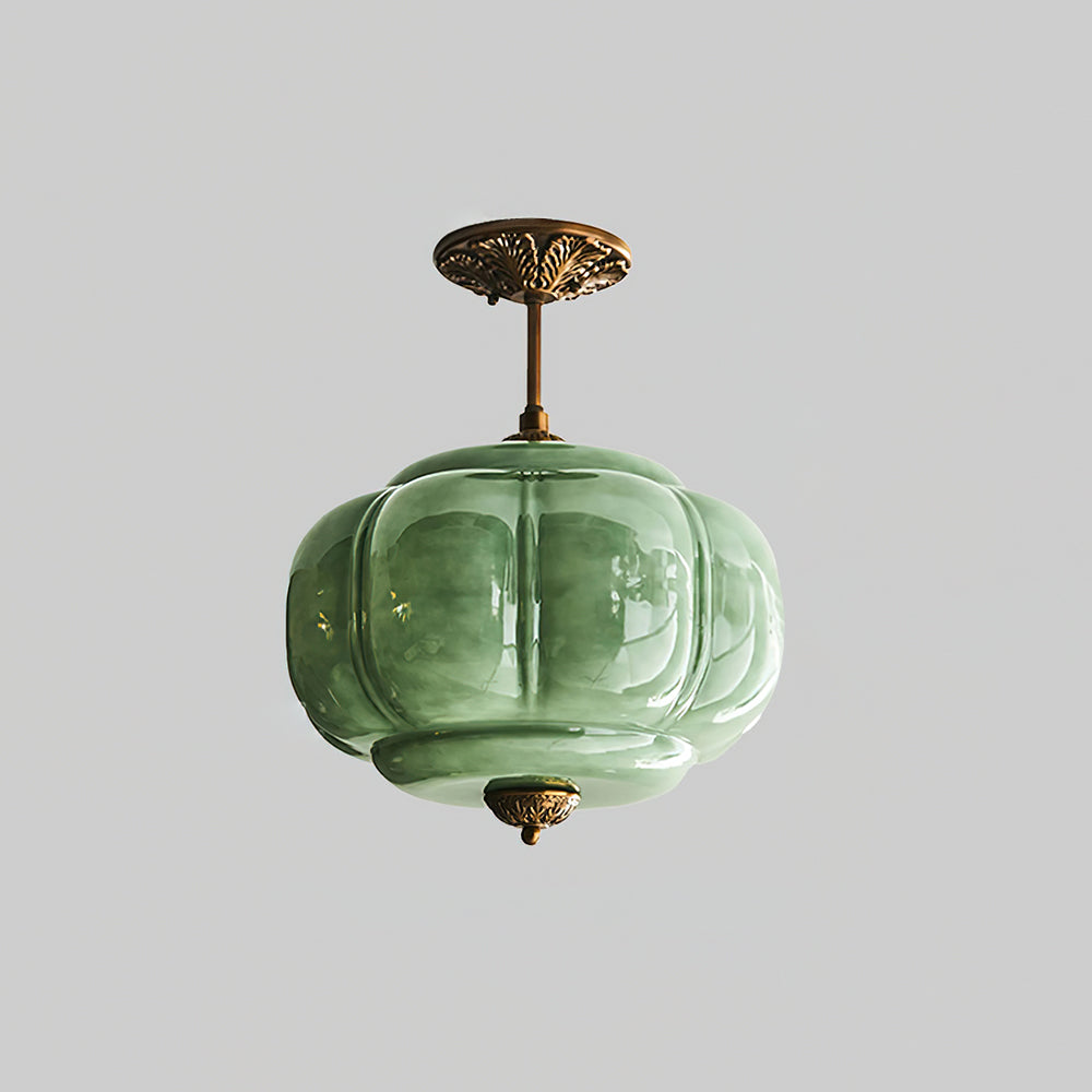 Lampe de plafond en verre semi-plafonnier à forme arrondie