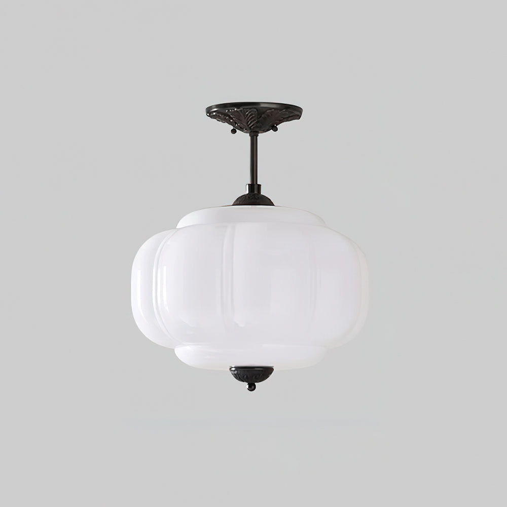 Lampe de plafond en verre semi-plafonnier à forme arrondie