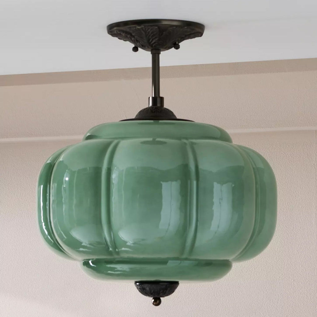 Lampe de plafond en verre semi-plafonnier à forme arrondie