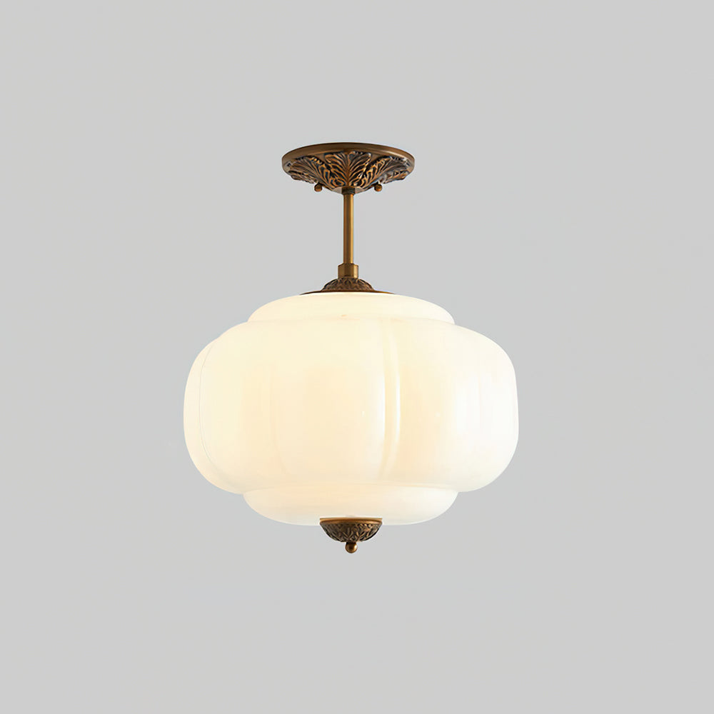 Lampe de plafond en verre semi-plafonnier à forme arrondie