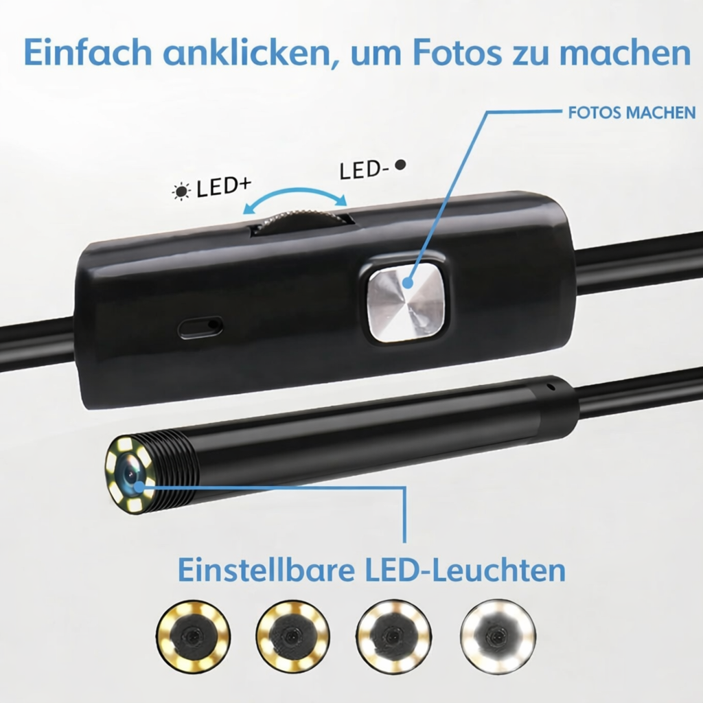 Caméra endoscopique | Caméra d'inspection étanche | Vision HD avec lumière LED | ScopeMate