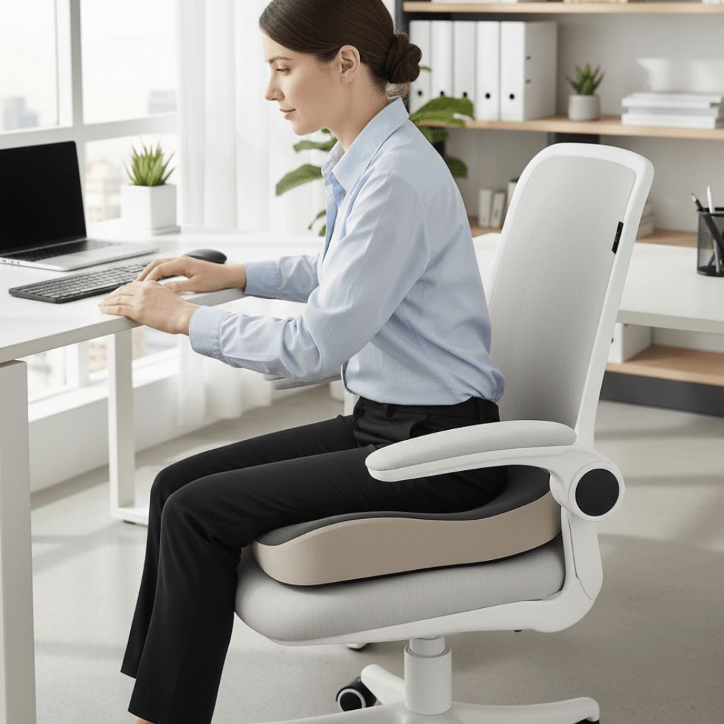 Coussin de siège de bureau en mousse à mémoire ergonomique | Soulagement du bas du dos | Antidérapant | PosturaNest