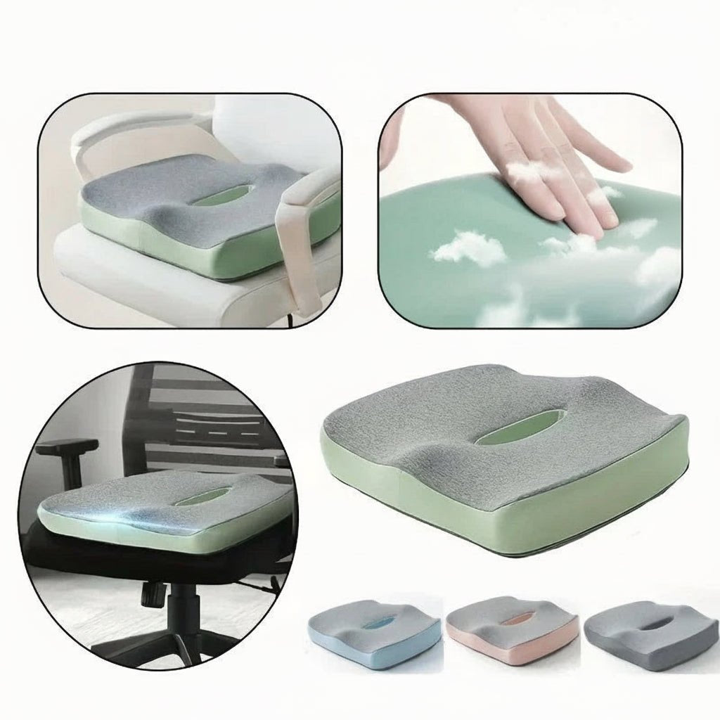 Coussin de siège de bureau en mousse à mémoire ergonomique | Soulagement du bas du dos | Antidérapant | PosturaNest