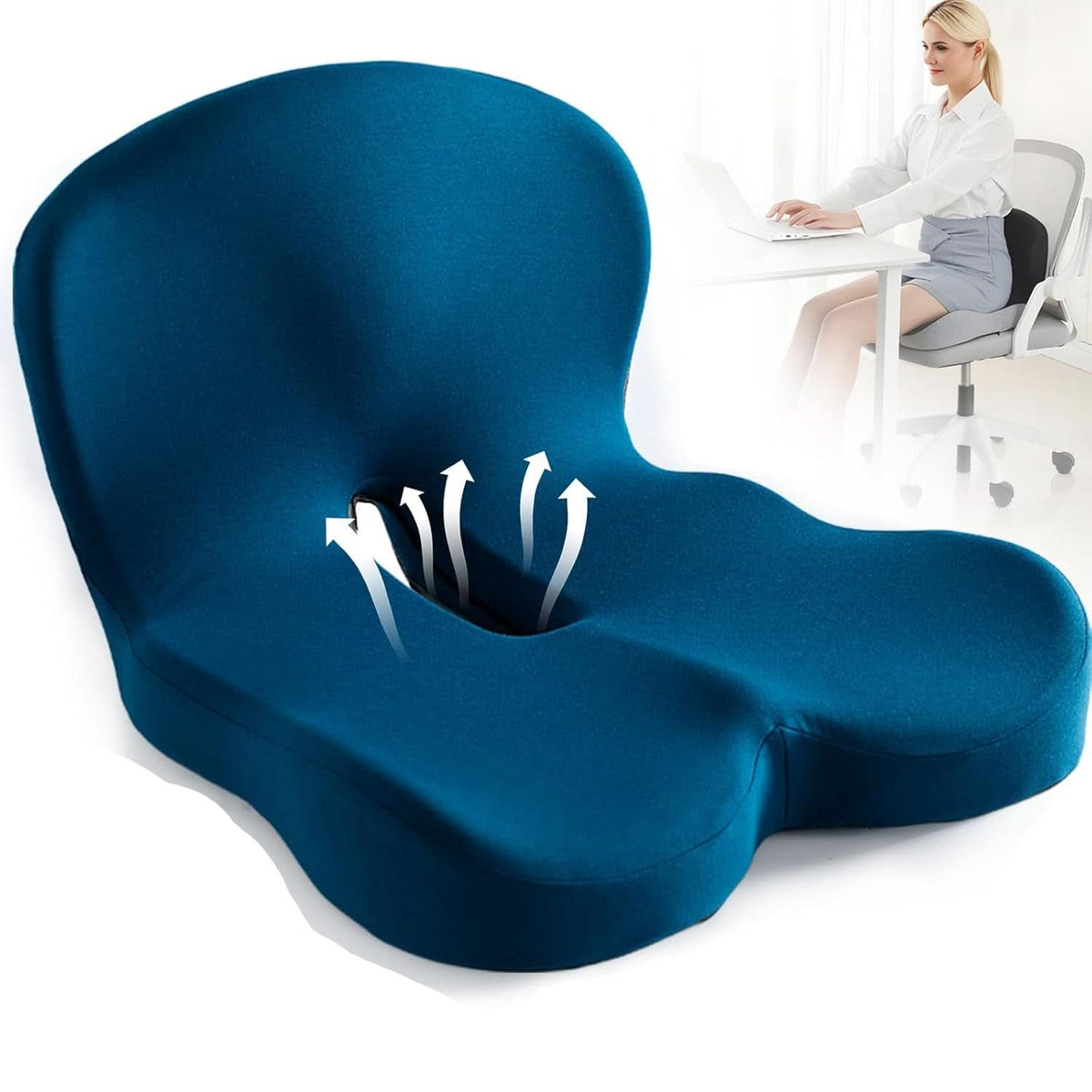 Coussin de siège ergonomique avec soutien lombaire pour bureau, voiture et voyages